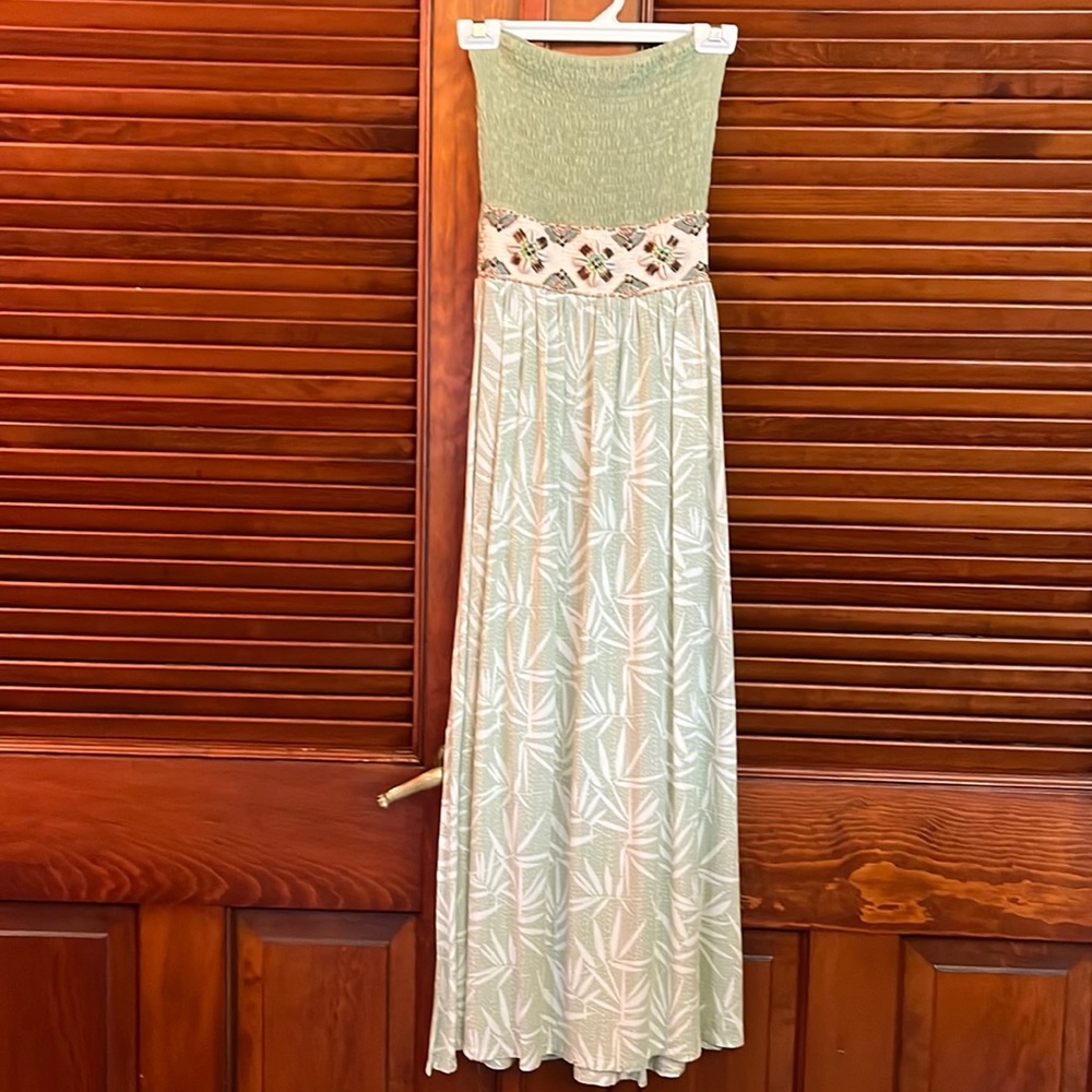 Seashell Embellished Strapless Maxi Dress